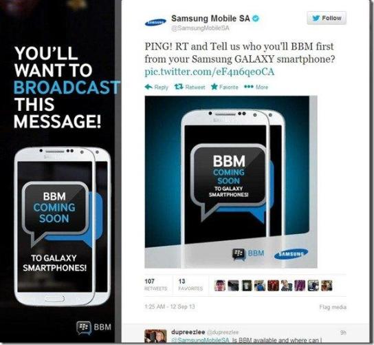 Samsung Iklankan BlackBerry Messenger