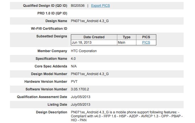 HTC One Google Edition dengan Android 4.3 terima sertifikasi Bluetooth