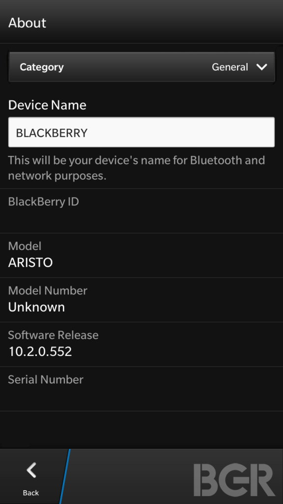 BlackBerry A10 Aristo