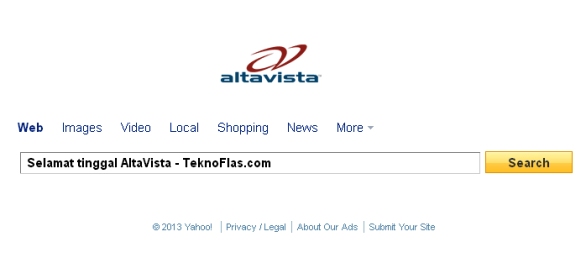 Yahoo akan Menutup Layanan Mesin Pencari AltaVista 8 Juli 2013
