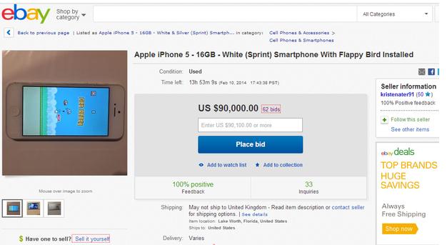 iPhone Dengan Flappy Bird Dijual Seharga $90.000 di Ebay