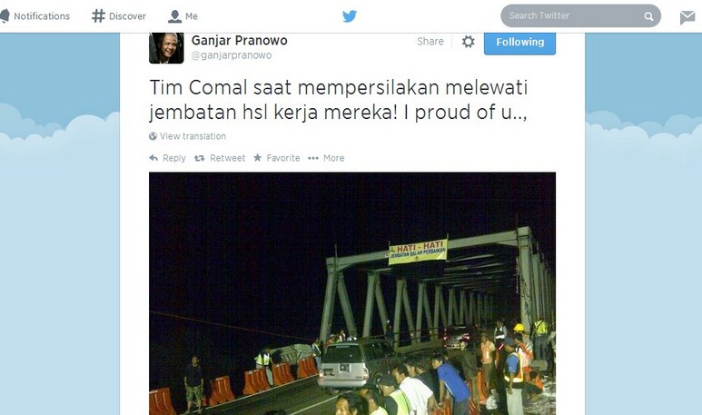 Jembatan Comal Kembali Dibuka, Inilah Apresiasi Gubernur Jateng Ganjar Pranowo