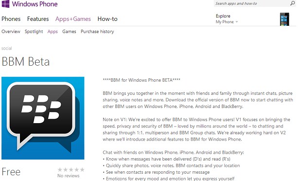 Akhirnya Aplikasi BBM Windows Phone Versi Beta Meluncur