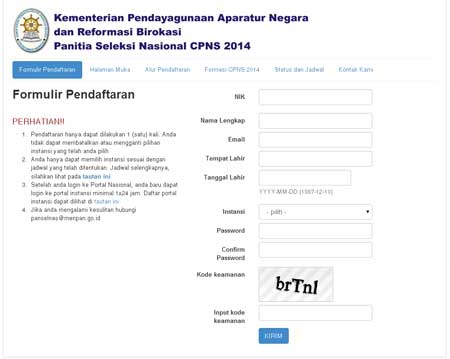 Pendaftaran CPNS 2014