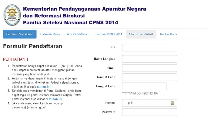 Inilah Cara Daftar CPNS Online 2014 di regpanselnas.menpan.go.id dan sscn.bkn.go.id