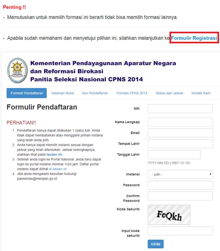 Website Pendaftaran CPNS Online Di Panselnas.Menpan.Go.id Lancar