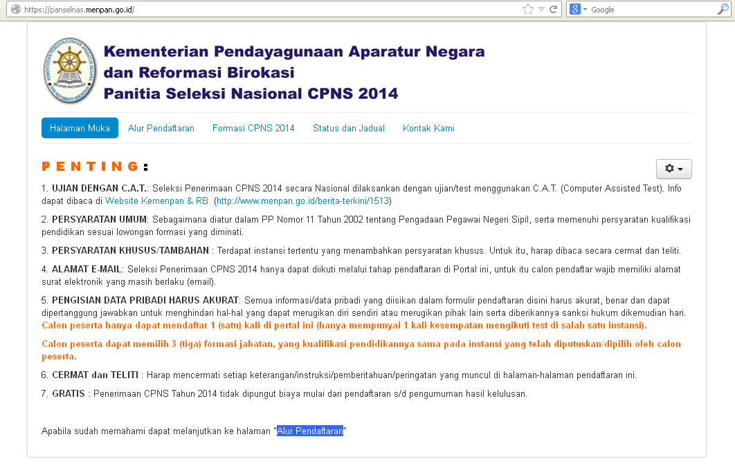 Pendaftaran CPNS 2014 Online di panselnas.menpan.go.id Diperpanjang