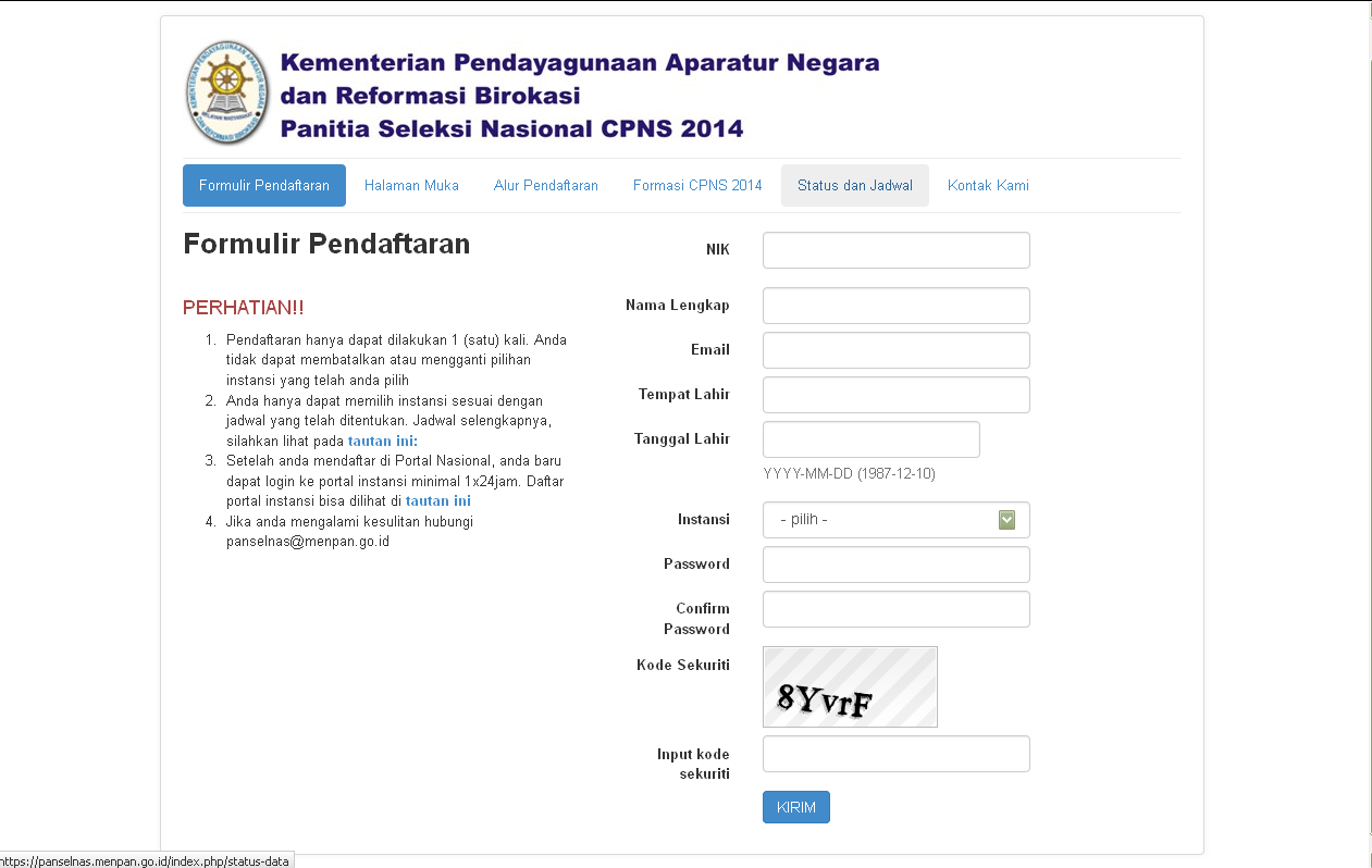 regpanselnas.menpan.go.id: Isi Formulir Pendaftaran CPNS 2014 Online Disini!