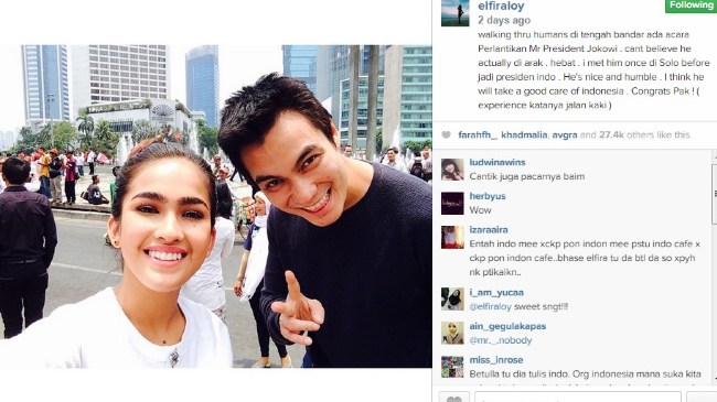 Inilah Foto Kemesraan Elfira Loy dan Baim Wong