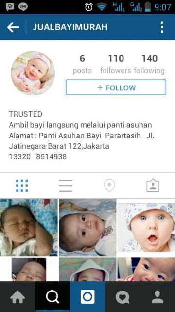 foto akun instagram jual bayi murah