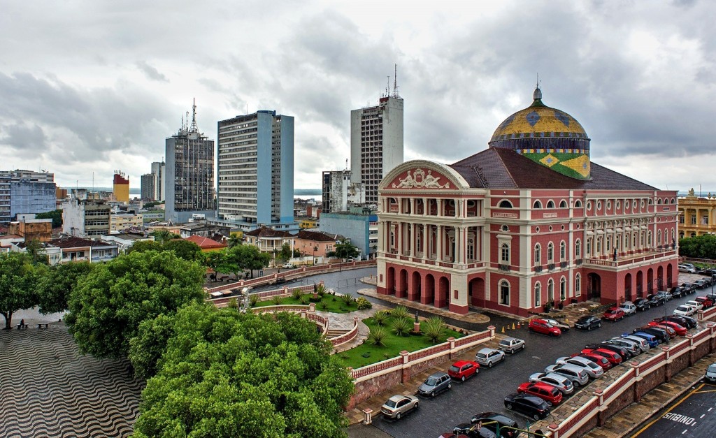 MANAUS, BRAZIL: View of the Amazonas Theatre in Manaus, Brazil, on November 26, 2013. The opera house was built in 1896 in Italian Renaissance style, with imported materials from Europe during the rubber boom in the region.   AFP PHOTO / YASUYOSHI CHIBA        (Photo credit should read YASUYOSHI CHIBA/AFP/Getty Images) ** OUTS - ELSENT, FPG - OUTS * NM, PH, VA if sourced by CT, LA or MoD **